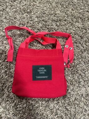 Red Canvas Crossbody Tote